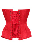 Daisy Corsets Top Drawer Steel Boned Red Satin Plunge Neckline Overbust Corset - Daisy Corsets - Flyclothing LLC