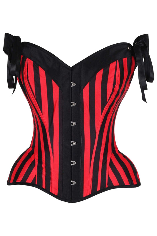 Daisy Corsets Top Drawer Red/Black Striped Steel Boned Corset w/Straps - Daisy Corsets - Flyclothing LLC