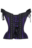 Daisy Corsets Top Drawer Dark Purple/Black Striped Steel Boned Corset w/Straps - Daisy Corsets - Flyclothing LLC