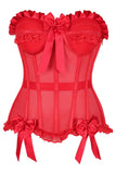 Daisy Corsets Top Drawer Steel Boned Red Mesh Underwire Bustier Corset - Daisy Corsets - Flyclothing LLC