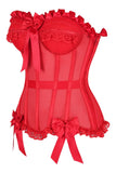 Daisy Corsets Top Drawer Steel Boned Red Mesh Underwire Bustier Corset - Daisy Corsets - Flyclothing LLC