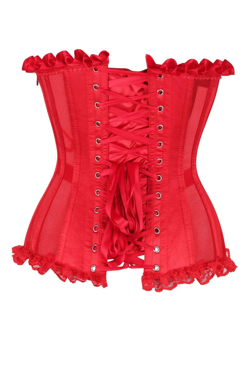 Daisy Corsets Top Drawer Steel Boned Red Mesh Underwire Bustier Corset - Daisy Corsets - Flyclothing LLC