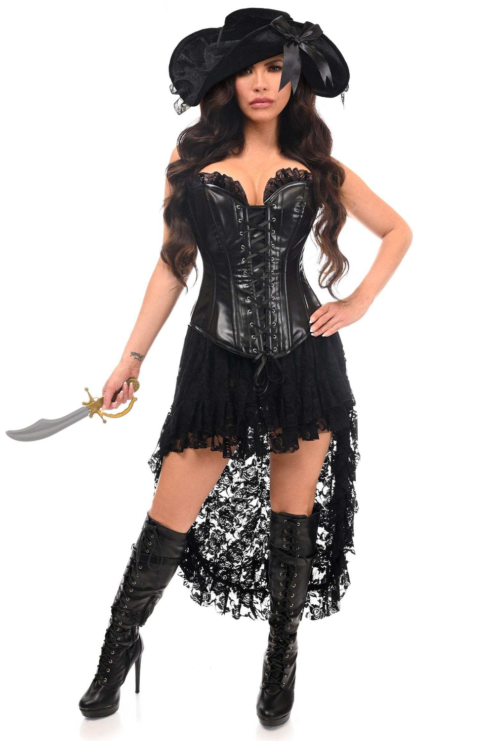 Daisy Corsets Top Drawer 4 PC Black Lace Premium Pirate Corset Costume - Daisy Corsets - Flyclothing LLC