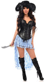 Daisy Corsets Top Drawer 4 PC Blue Lace Premium Pirate Corset Costume - Daisy Corsets - Flyclothing LLC