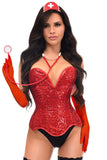 Daisy Corsets Top Drawer 4 PC Premium Sequin Nurse Corset Costume - Daisy Corsets - Flyclothing LLC