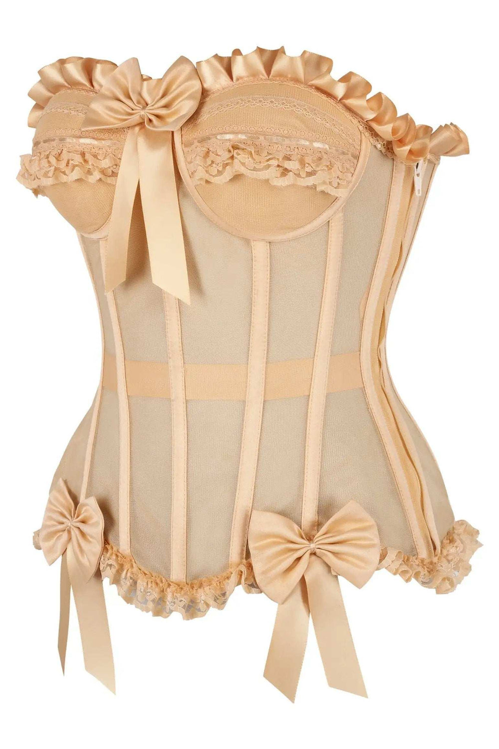 Daisy Corsets Top Drawer Steel Boned Nude Mesh Underwire Bustier Corset - Daisy Corsets - Flyclothing LLC