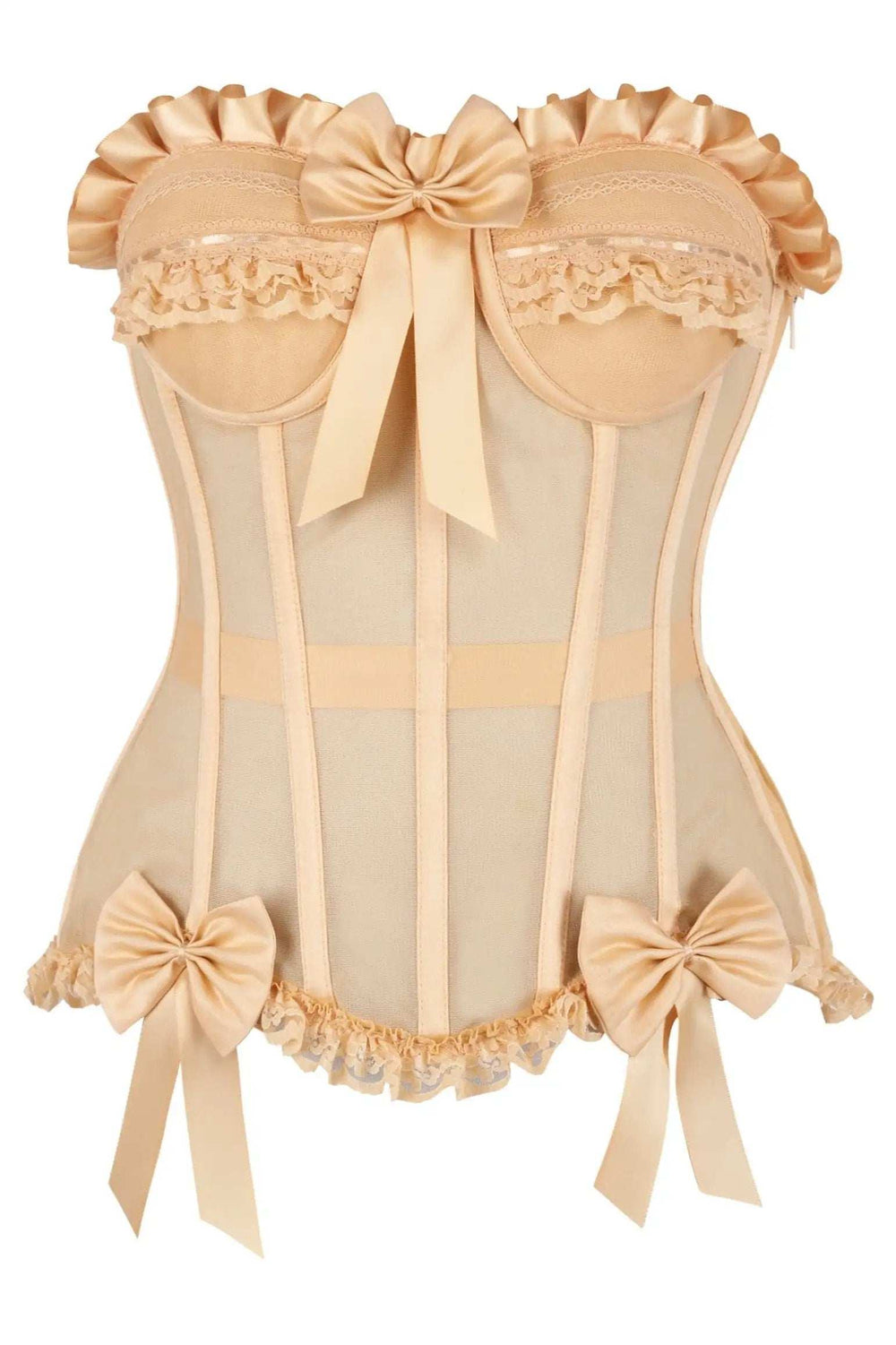 Daisy Corsets Top Drawer Steel Boned Nude Mesh Underwire Bustier Corset - Daisy Corsets - Flyclothing LLC