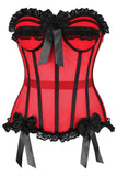 Daisy Corsets Top Drawer Steel Boned Red/Black Mesh Underwire Bustier Corset - Daisy Corsets - Flyclothing LLC