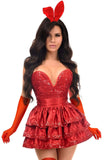 Daisy Corsets Top Drawer 5 PC Red Sequin Bunny Corset Costume - Daisy Corsets - Flyclothing LLC