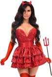 Daisy Corsets Top Drawer 5 PC Red Sequin Devil Corset Costume - Daisy Corsets - Flyclothing LLC