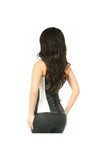Daisy Corsets Top Drawer White Brocade & Faux Leather Steel Boned Corset - Daisy Corsets - Flyclothing LLC