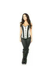 Daisy Corsets Top Drawer White Brocade & Faux Leather Steel Boned Corset - Daisy Corsets - Flyclothing LLC