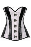 Daisy Corsets Top Drawer White Brocade & Faux Leather Steel Boned Corset - Daisy Corsets - Flyclothing LLC