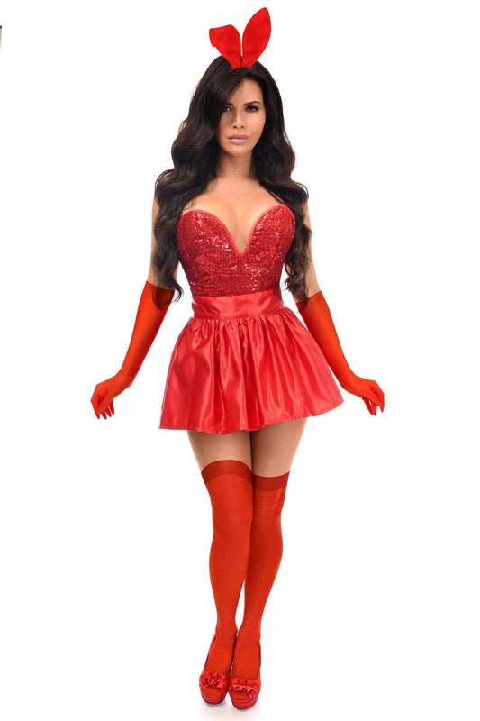 Daisy Corsets Top Drawer 5 PC Premium Red Bunny Corset Costume - Daisy Corsets - Flyclothing LLC