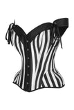 Daisy Corsets Top Drawer Black/White Striped Steel Boned Corset w/Straps - Daisy Corsets - Flyclothing LLC
