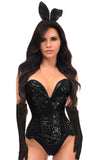 Daisy Corsets Top Drawer 4 PC Black Sequin Corset Bunny Costume - Daisy Corsets - Flyclothing LLC