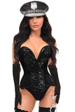 Daisy Corsets Top Drawer 4 PC Black Sequin Corset Cop Costume - Daisy Corsets - Flyclothing LLC