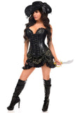 Daisy Corsets Top Drawer 4 PC Premium Black/Gold Brocade Pirate Corset Costume - Daisy Corsets - Flyclothing LLC