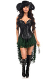 Daisy Corsets Top Drawer 4 PC Black/Green Lace Premium Pirate Corset Costume - Daisy Corsets - Flyclothing LLC