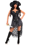 Daisy Corsets Top Drawer 4 PC Black/Grey Lace Premium Pirate Corset Costume - Daisy Corsets - Flyclothing LLC