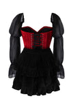 Daisy Corsets Top Drawer 2 PC Dark Red Velvet Steel Boned Corset w/Sleeves & Skirt Set - Daisy Corsets - Flyclothing LLC