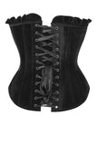 Daisy Corsets Top Drawer Black Velvet Lace-Up Steel Boned Overbust Corset - Daisy Corsets - Flyclothing LLC