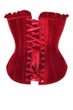 Daisy Corsets Top Drawer Dark Red Velvet Lace-Up Steel Boned Overbust Corset - Daisy Corsets - Flyclothing LLC