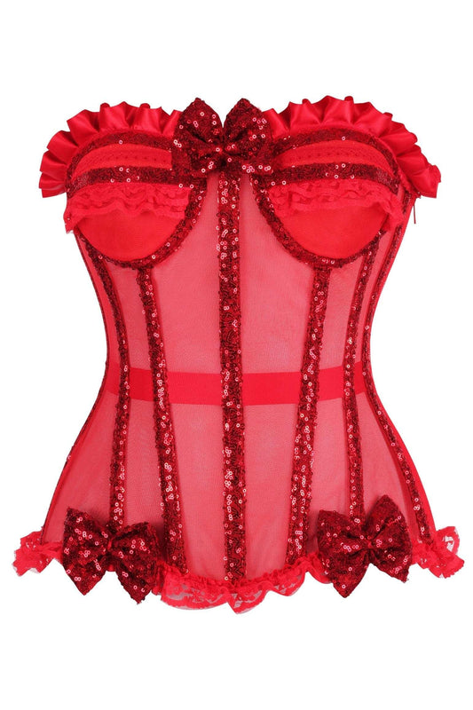 Daisy Corsets Top Drawer Steel Boned Red Sequin Underwire Bustier Corset - Daisy Corsets - Flyclothing LLC