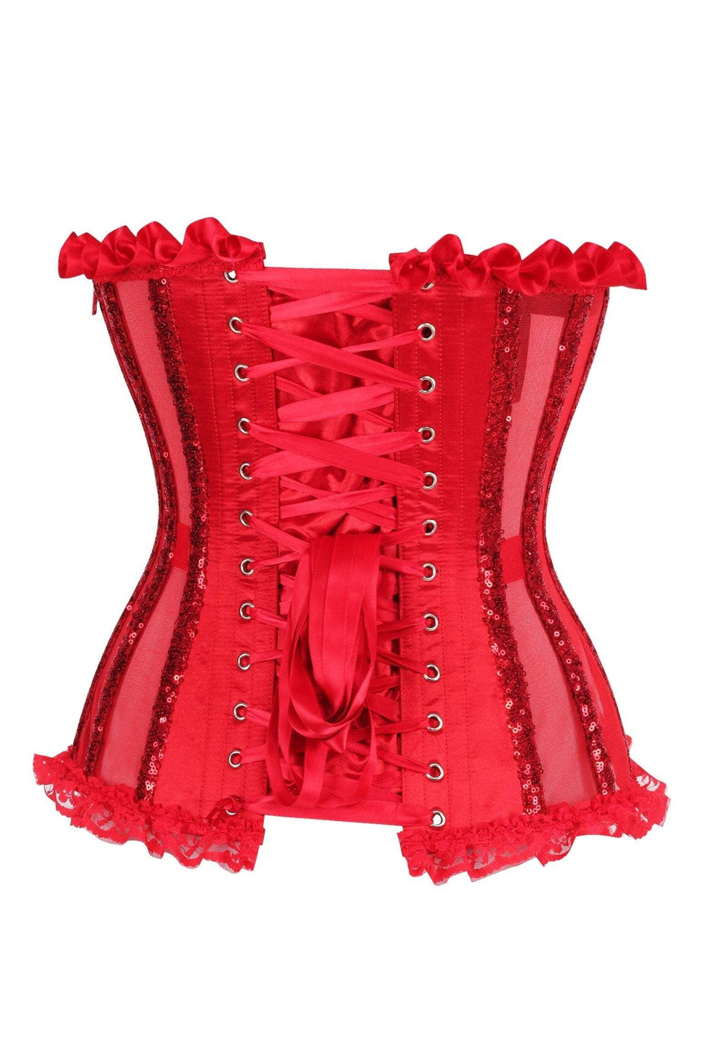 Daisy Corsets Top Drawer Steel Boned Red Sequin Underwire Bustier Corset - Daisy Corsets - Flyclothing LLC