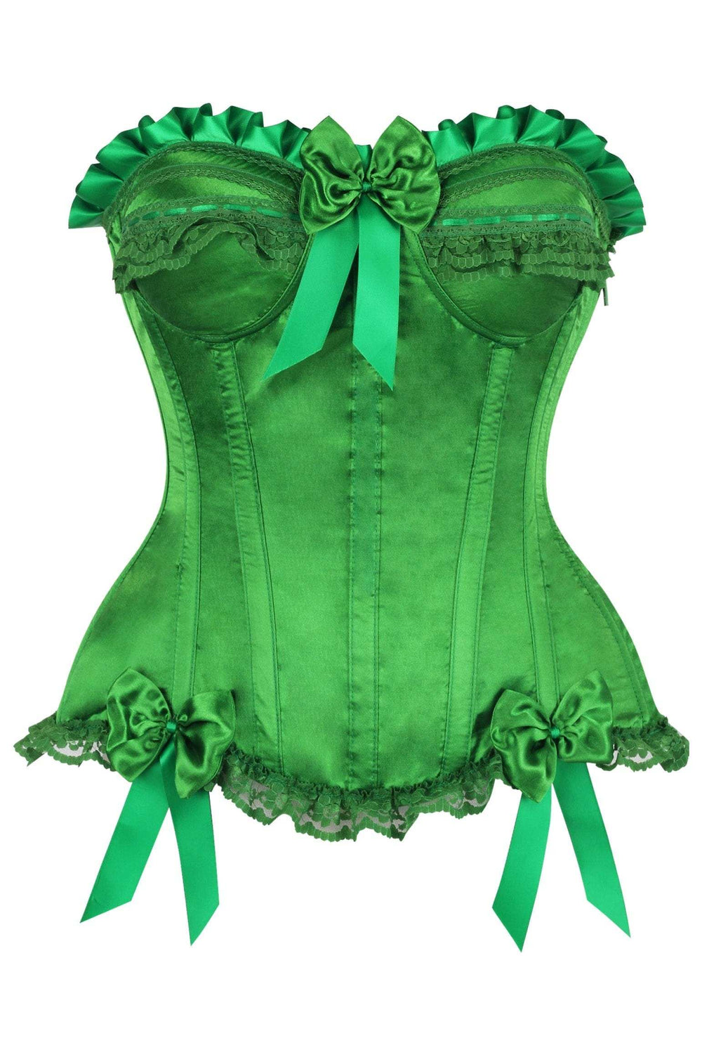 Daisy Corsets Top Drawer Green Satin Steel Boned Burlesque Corset - Daisy Corsets - Flyclothing LLC