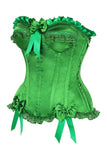 Daisy Corsets Top Drawer Green Satin Steel Boned Burlesque Corset - Daisy Corsets - Flyclothing LLC