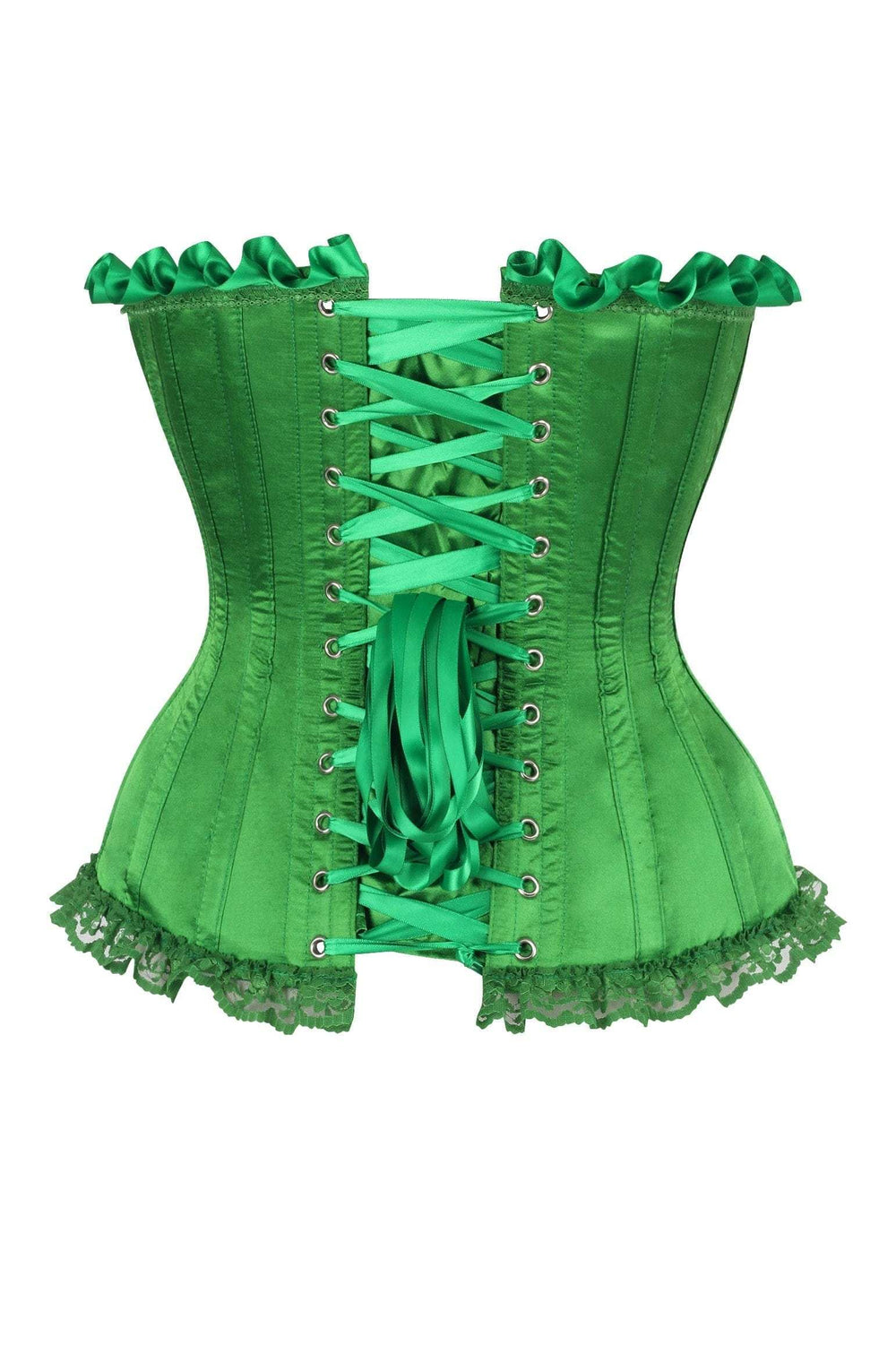 Daisy Corsets Top Drawer Green Satin Steel Boned Burlesque Corset - Daisy Corsets - Flyclothing LLC