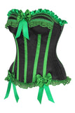 Daisy Corsets Top Drawer Black/Green Satin Steel Boned Burlesque Corset - Daisy Corsets - Flyclothing LLC