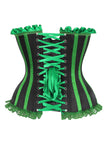 Daisy Corsets Top Drawer Black/Green Satin Steel Boned Burlesque Corset - Daisy Corsets - Flyclothing LLC