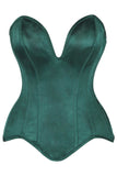 Daisy Corsets Top Drawer Steel Boned Dark Green Satin Plunge Neckline Overbust Corset - Daisy Corsets - Flyclothing LLC