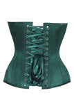 Daisy Corsets Top Drawer Steel Boned Dark Green Satin Plunge Neckline Overbust Corset - Daisy Corsets - Flyclothing LLC