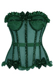 Daisy Corsets Top Drawer Steel Boned Dark Green Sequin Underwire Bustier Corset - Daisy Corsets - Flyclothing LLC