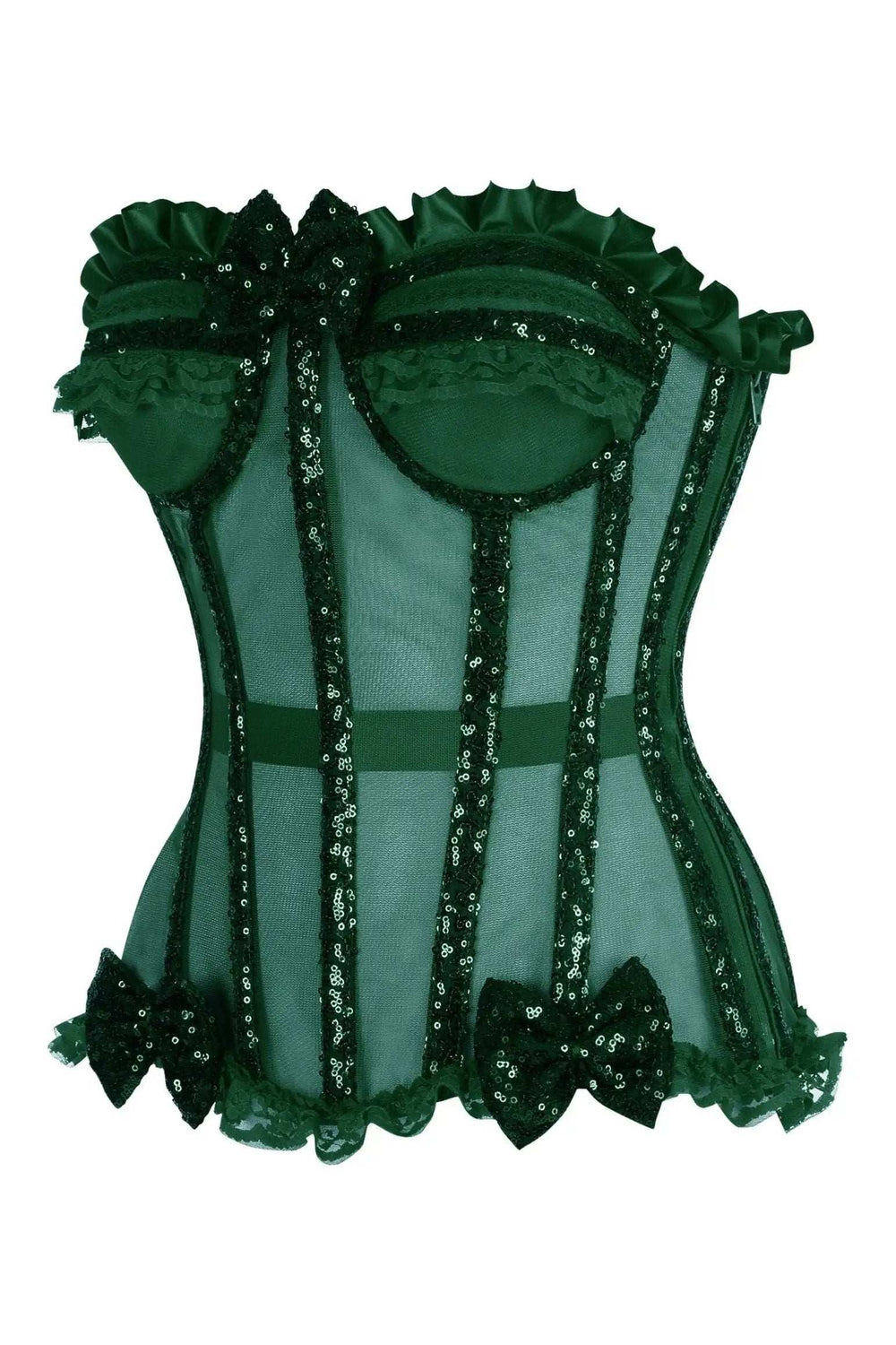 Daisy Corsets Top Drawer Steel Boned Dark Green Sequin Underwire Bustier Corset - Daisy Corsets - Flyclothing LLC