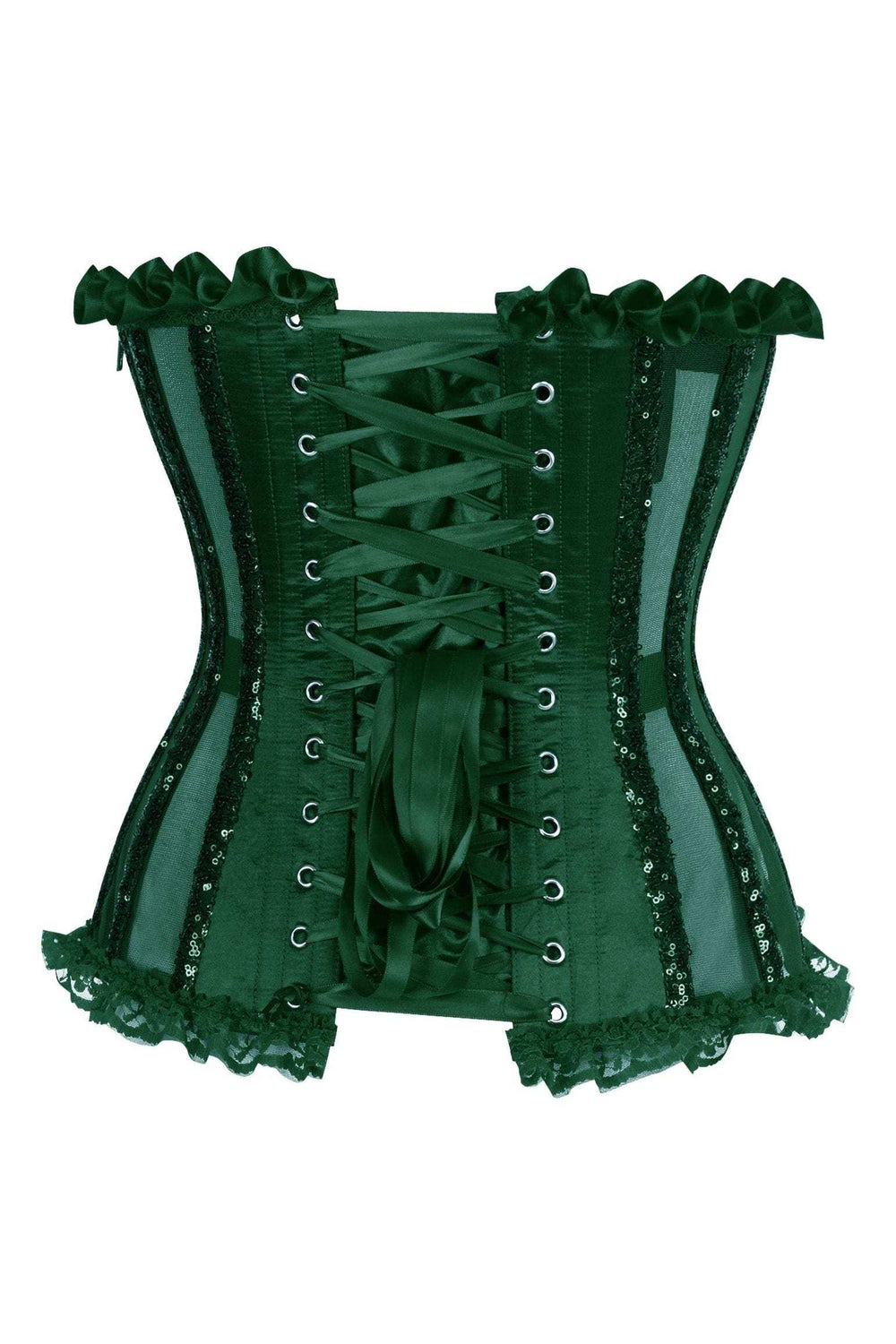 Daisy Corsets Top Drawer Steel Boned Dark Green Sequin Underwire Bustier Corset - Daisy Corsets - Flyclothing LLC