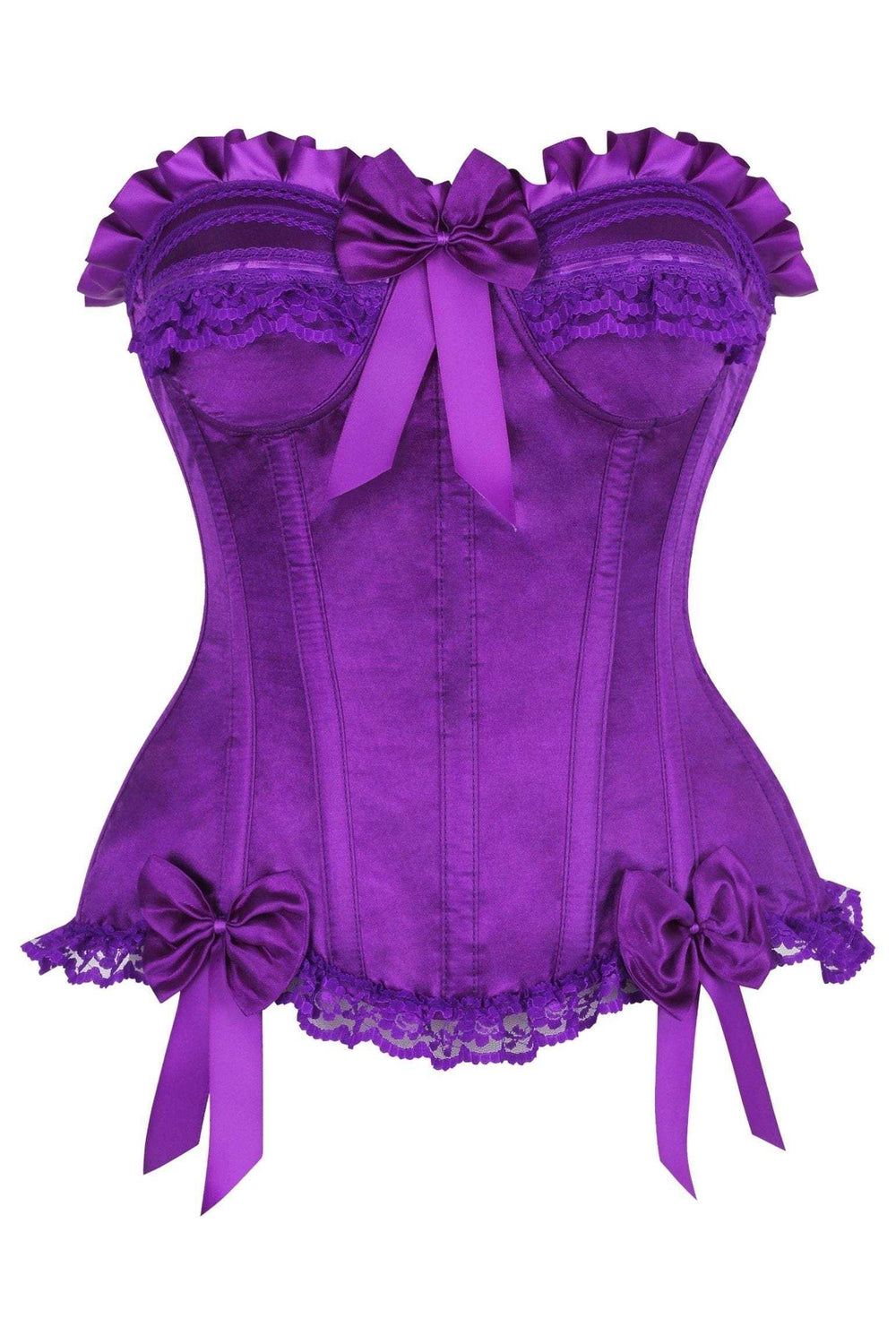 Daisy Corsets Top Drawer Purple Satin Steel Boned Burlesque Corset - Daisy Corsets - Flyclothing LLC