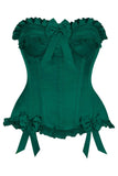 Daisy Corsets Top Drawer Dark Green Satin Steel Boned Burlesque Corset - Daisy Corsets - Flyclothing LLC