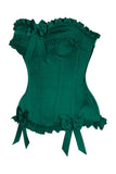 Daisy Corsets Top Drawer Dark Green Satin Steel Boned Burlesque Corset - Daisy Corsets - Flyclothing LLC