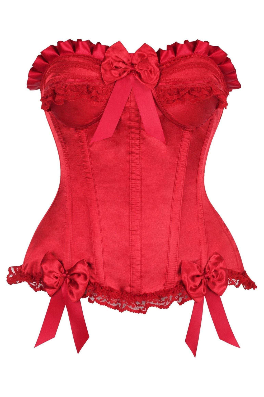 Daisy Corsets Top Drawer Dark Red Satin Steel Boned Burlesque Corset - Daisy Corsets - Flyclothing LLC