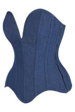 Daisy Corsets Top Drawer Steel Boned Dark Blue Denim Plunge Neckline Overbust Corset - Daisy Corsets - Flyclothing LLC