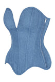 Daisy Corsets Top Drawer Steel Boned Blue Denim Plunge Neckline Overbust Corset - Daisy Corsets - Flyclothing LLC
