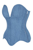 Daisy Corsets Top Drawer Steel Boned Blue Denim Plunge Neckline Overbust Corset - Daisy Corsets - Flyclothing LLC