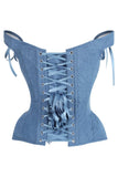 Daisy Corsets Top Drawer Blue Denim Steel Boned Corset w/Straps - Daisy Corsets - Flyclothing LLC