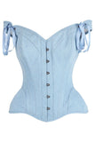 Daisy Corsets Top Drawer Light Blue Denim Steel Boned Corset w/Straps - Daisy Corsets - Flyclothing LLC