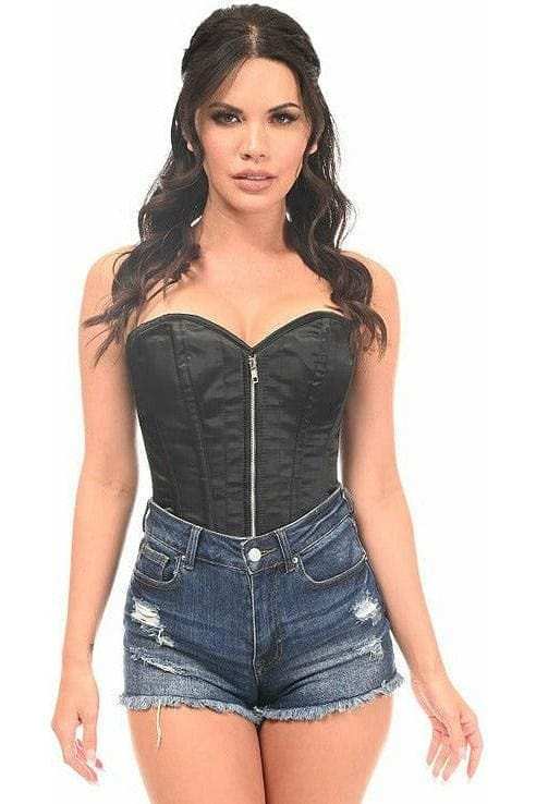Daisy Corsets Top Drawer Black Satin Steel Boned Corset - Daisy Corsets - Flyclothing LLC