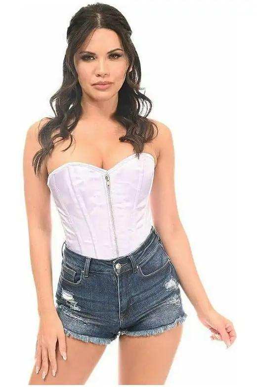Daisy Corsets Top Drawer White Satin Steel Boned Corset - Daisy Corsets - Flyclothing LLC